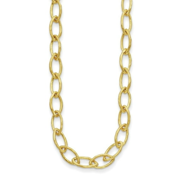 Auriga Fine Jewelry 18K Yellow Gold Satin 6 mm Solid Fancy Link Necklace for Men 30"