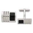 thumbnail image 1 of Auriga Fine Jewelry Stainless Steel Brushed Black Carbon Fiber Inlay Cufflinks for Men, 1 of 4