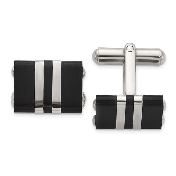 Auriga Fine Jewelry Stainless Steel Brushed and Polished Black IP-plated Cufflinks for Men