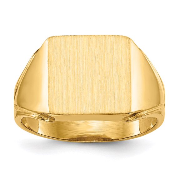 Auriga Fine Jewelry Fathers Day Gift 14K Yellow Gold 12.0x12.0 mm Open Back Signet Ring for Men Size 9