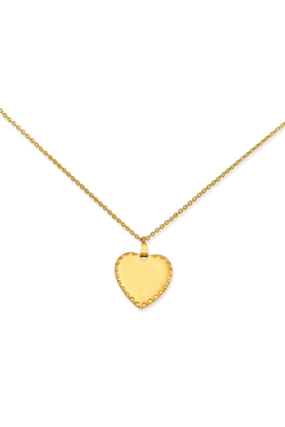 Fine Jewelry Gold-plated Engravable Heart Disc Necklace 18" for Women