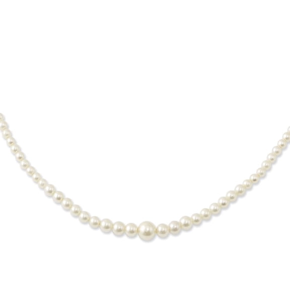 Auriga Fine Jewelry Gold- tone Clasp 2 mm to 8 mm Ivory Imitation Pearl Graduated Strand Necklace for Women 18"