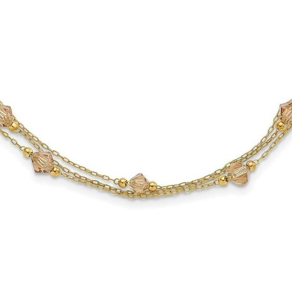 Auriga Fine Jewelry Gold-tone Link Light Colorado Faceted Acrylic Beads Three Strand w/ 3 inch extension Necklace for Women 18"