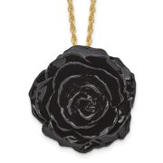 Auriga Fine Jewelry Lacquer Dipped Black Real Rose with Gold-tone Necklace for Women 18"