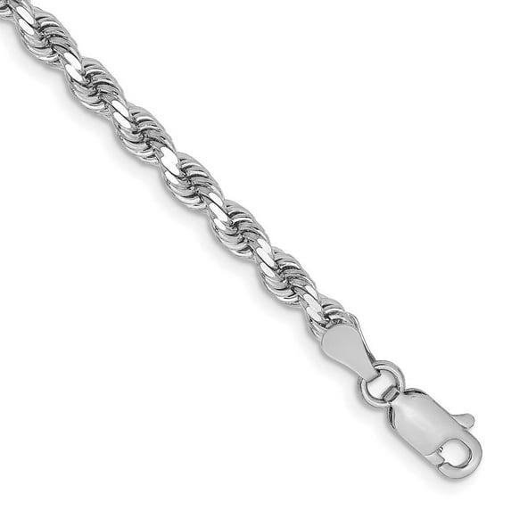 Auriga Fine Jewelry 10K White Gold 3.25mm Diamond-cut Rope 8" Chain Bracelet for Women
