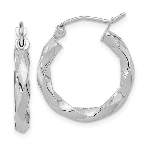 Auriga Fine Jewelry 10K White Gold 3mm Twisted Hoop Earrings for Women