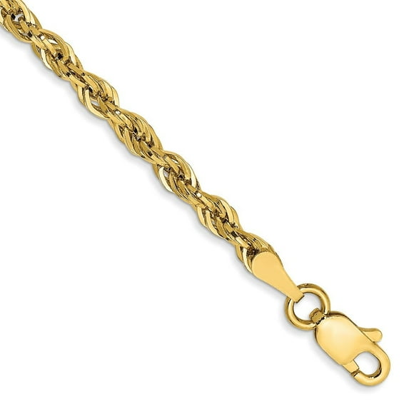 Auriga Fine Jewelry 10K Yellow Gold 2.8mm Semi-Solid Rope 7" Chain Bracelet for Women