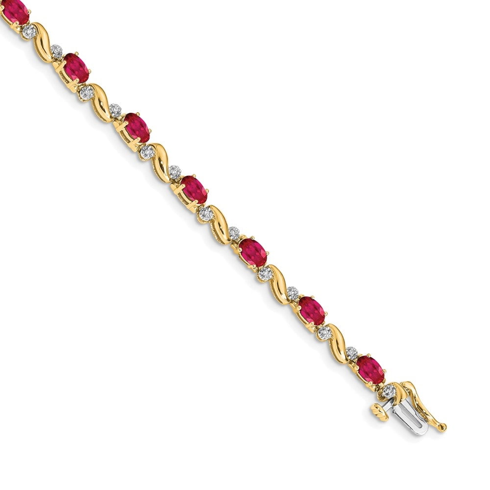 Auriga Fine Jewelry 10K Yellow Gold Diamond and Ruby Bracelet 7