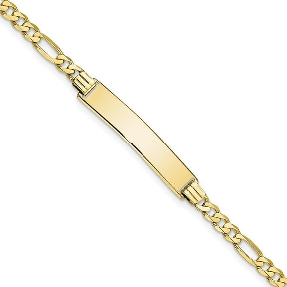 Auriga Fine Jewelry 10K Yellow Gold Figaro Link Id Bracelet 7" for Women
