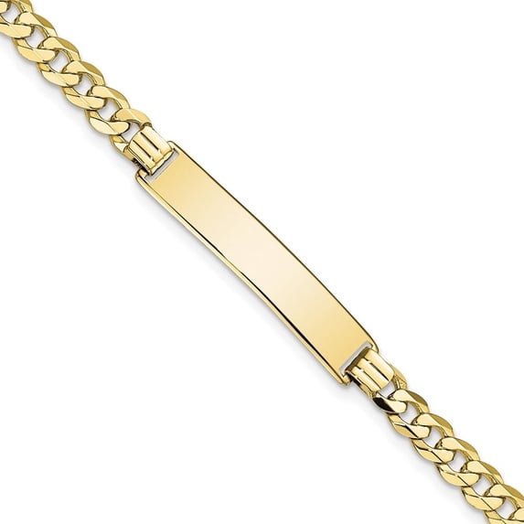 Auriga Fine Jewelry 10K Yellow Gold Flat Curb Link Id Bracelet 8" for Women