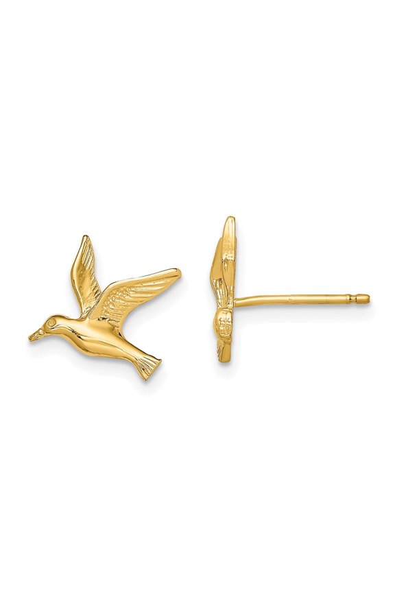 Fine Jewelry 10K Yellow Gold Polished Seagull Stud Earrings for Women