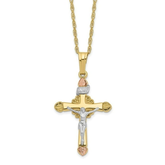 Auriga Fine Jewelry 10K and 14K Gold Filled w/ 12k Accents Cross Necklace for Women 18"
