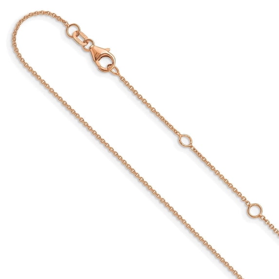 Auriga Fine Jewelry 14K Rose Gold 1.25 mm Round Cable 1"+1" Adjustable Chain Necklace for Women 18"