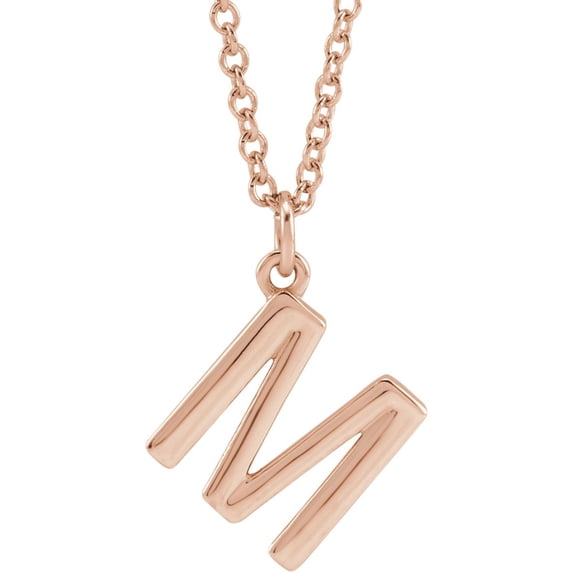 Auriga Fine Jewelry 14K Rose Gold Initial M Dangle 18" Necklace for Women