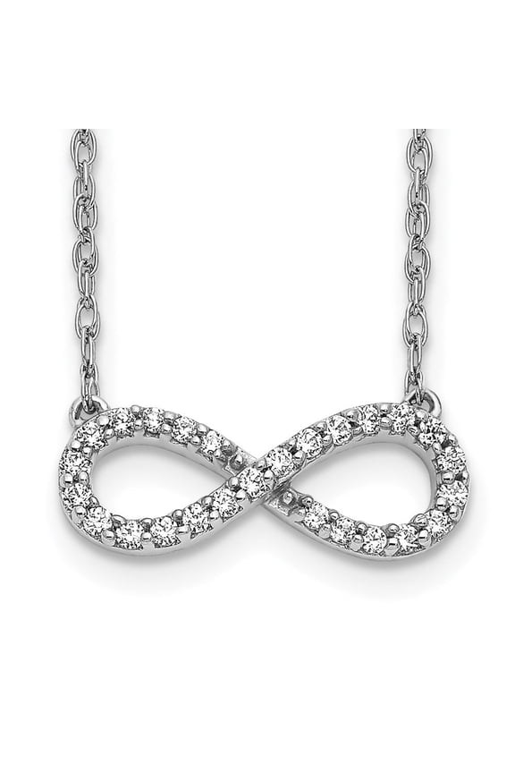 Fine Jewelry 14K White Gold 1.1 mm Lab Grown Diamond Infinity Symbol Necklace for Women 18"