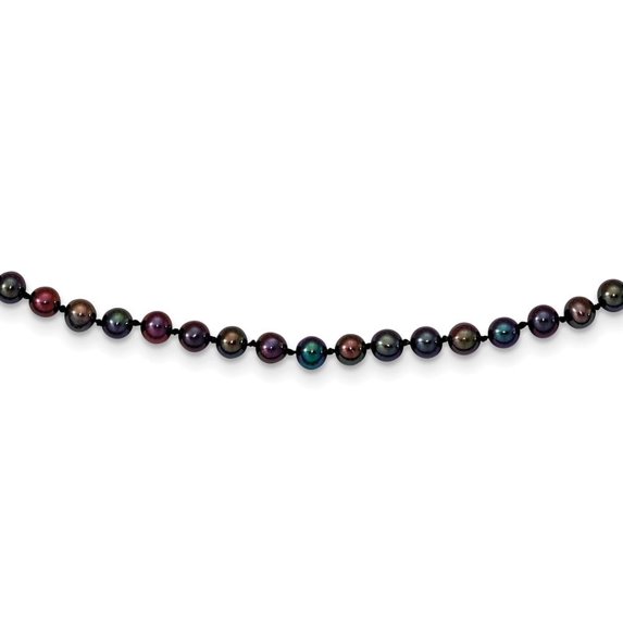 Auriga Fine Jewelry 14K Yellow Gold 4-5mm Black Pearl Necklace 18 inch for Women