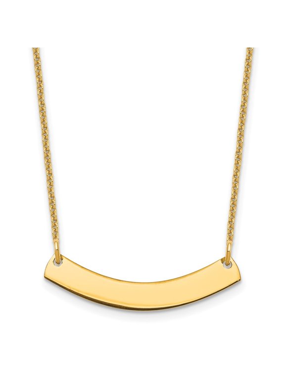 Fine Jewelry Mother's Day Gift 14K Yellow Gold Curved Blank Bar Necklace for Women