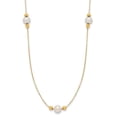 thumbnail image 1 of Auriga Fine Jewelry 14K Yellow Gold Pearl Three Station Necklace 18inch for Women, 1 of 6