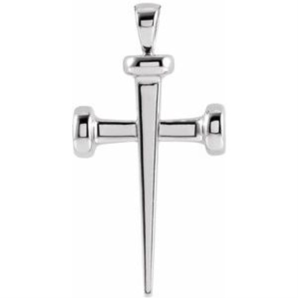 Auriga Fine Jewelry Mother's Day Gift 14k White Gold 28x14.71 mm Nail Cross Pendant for Women