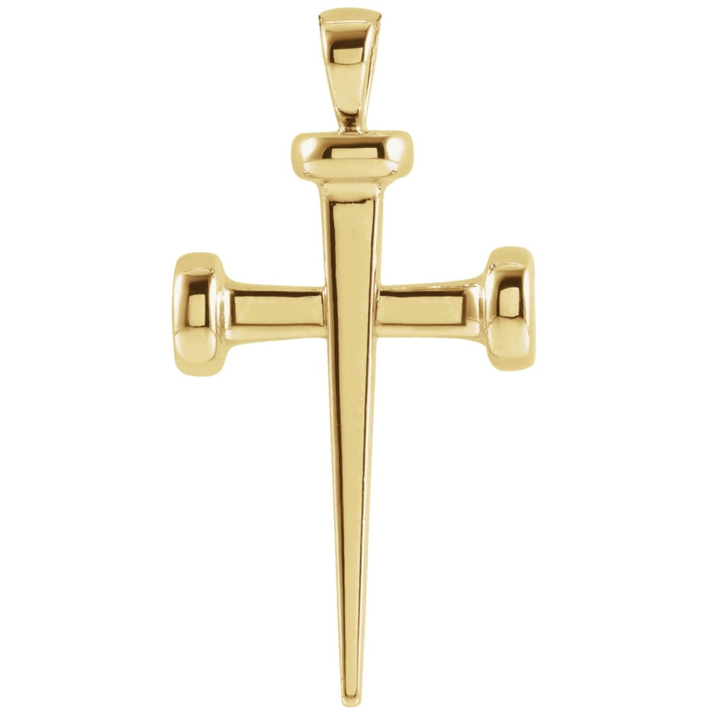 Auriga Fine Jewelry Mother's Day Gift 14k Yellow Gold 28x14.71 mm Nail Cross Pendant for Women