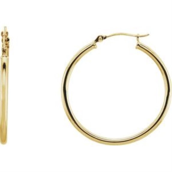 Auriga Fine Jewelry 14k Yellow Gold Tube 30 mm Hoop Earrings for Women