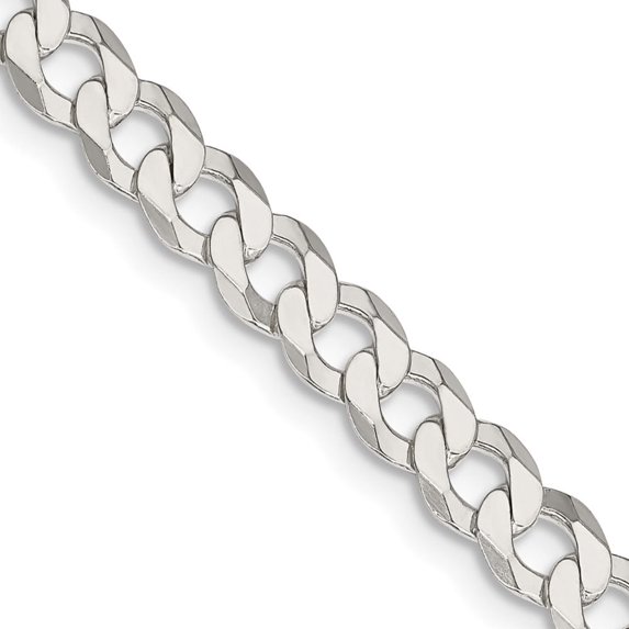 Auriga Fine Jewelry 925 Sterling Silver 5.75 mm Flat Curb Chain Necklace for Women 20"