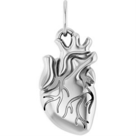 Auriga Fine Jewelry 925 Sterling Silver Anatomical Heart Pendant Valentine's Day Gift for Women