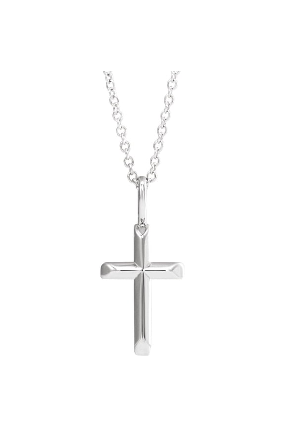 Fine Jewelry 925 Sterling Silver Knife-Edge Cross 16-18" Necklace