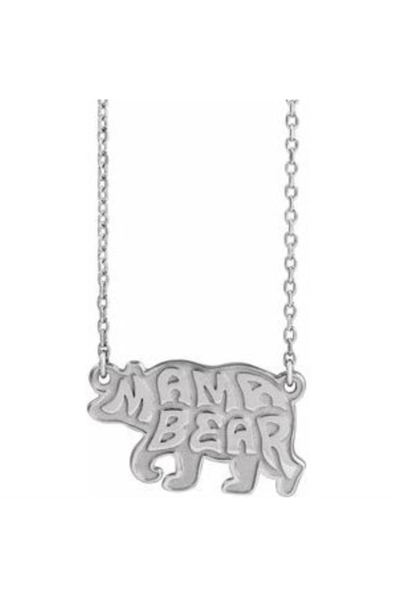 Fine Jewelry 925 Sterling Silver Mama Bear 18" Necklace for Women