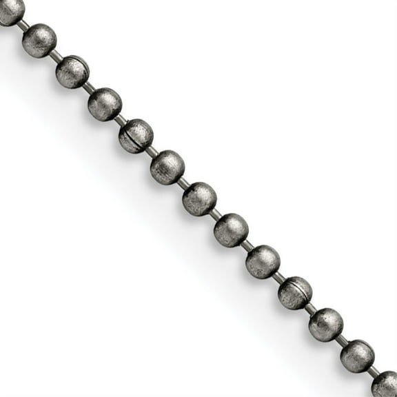 Auriga Fine Jewelry Stainless Steel Antiqued 2mm 24" Beaded Ball Chain for Women