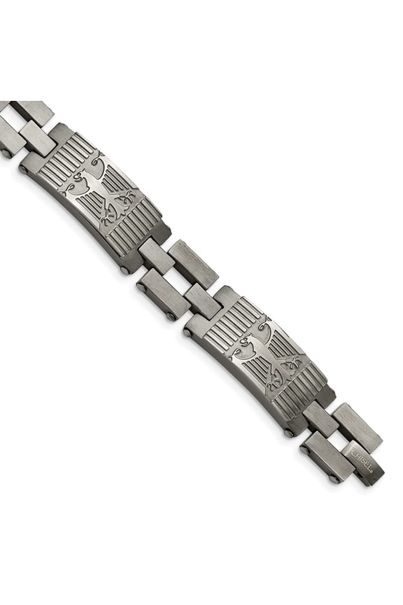 Fine Jewelry Stainless Steel Antiqued and Brushed 8.5 inch Eagle Link Men's Bracelet