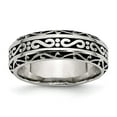 thumbnail image 1 of Auriga Fine Jewelry Stainless Steel Antiqued and Polished Swirl Design 7 mm Band for Women Size 7.5, 1 of 6