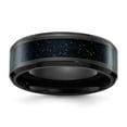 thumbnail image 1 of Auriga Fine Jewelry Stainless Steel Black IP-plated with Blue Star Sandstone Inlay 8mm Men's Band Size 8, 1 of 7
