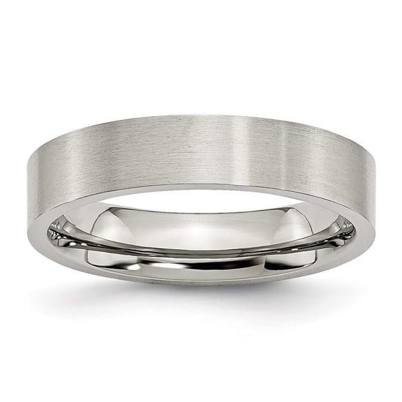 Auriga Fine Jewelry Stainless Steel Brushed 5 mm Flat Band for Women Size 10