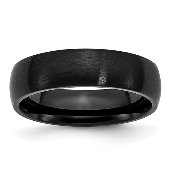 Auriga Fine Jewelry Stainless Steel Brushed Black IP-plated 6 mm Band for Women Size 6.5