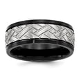 thumbnail image 1 of Auriga Fine Jewelry Stainless Steel Brushed Black IP-plated 8 mm Grooved Band for Women Size 7.5, 1 of 6