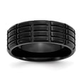 thumbnail image 1 of Auriga Fine Jewelry Stainless Steel Brushed Black IP-plated 8 mm Grooved Band for Women Size 7, 1 of 6