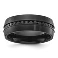 thumbnail image 1 of Auriga Fine Jewelry Stainless Steel Brushed Black IP-plated with Black CZ 8mm Men's Band Size 11.5, 1 of 7