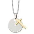 thumbnail image 1 of Auriga Fine Jewelry Stainless Steel Brushed Yellow IP-plated 2 Piece Lords Prayer Cross on a Ball Chain Necklace for Men 20", 1 of 3