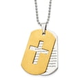 thumbnail image 1 of Auriga Fine Jewelry Stainless Steel Brushed Yellow IP-plated 2 Piece Prayer Cross Dogtag with Ball Chain Necklace for Men 22", 1 of 4