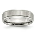 thumbnail image 1 of Auriga Fine Jewelry Stainless Steel Brushed and Polished 6 mm Grooved Edge Band for Women Size 7.5, 1 of 6