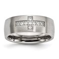 thumbnail image 1 of Auriga Fine Jewelry Stainless Steel Brushed with CZ Cross 7.75mm Band for Men Size 7, 1 of 7