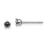 Auriga Fine Jewelry Stainless Steel Polished 3mm Black Star Cubic Zirconia Stud Post Earrings For Women L - 3.24mm, W - 3.33mm