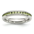thumbnail image 1 of Auriga Fine Jewelry Stainless Steel Polished 4 mm August Light Green CZ Ring for Women Size 8, 1 of 7