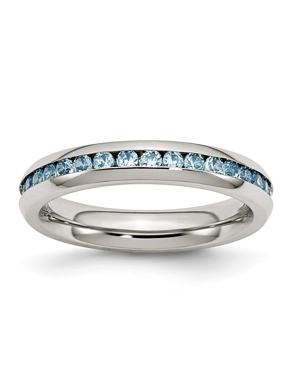 Fine Jewelry Stainless Steel Polished 4 mm December Teal CZ Ring for Women Size 6