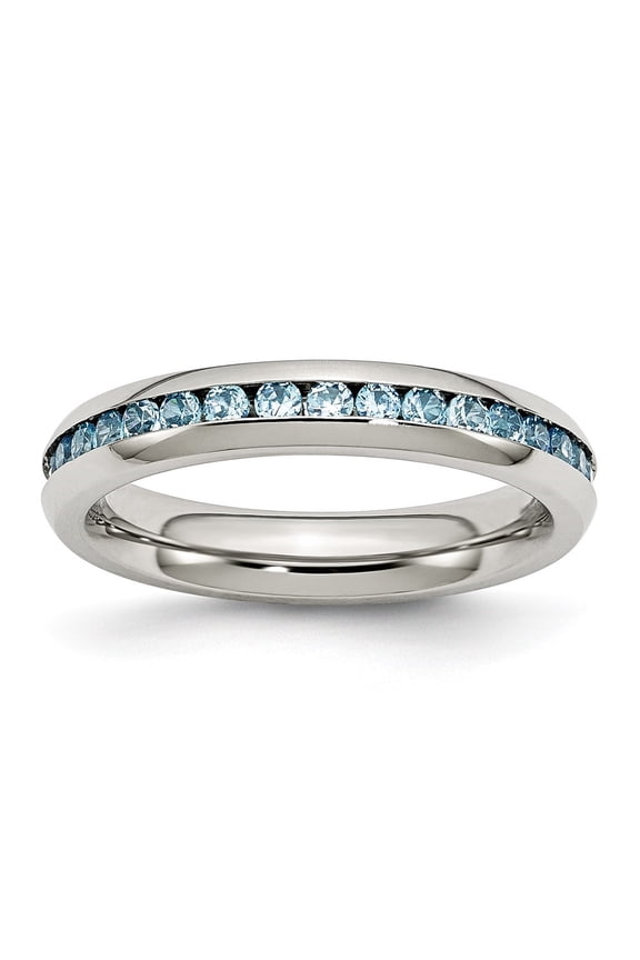 Fine Jewelry Stainless Steel Polished 4 mm December Teal CZ Ring for Women Size 9