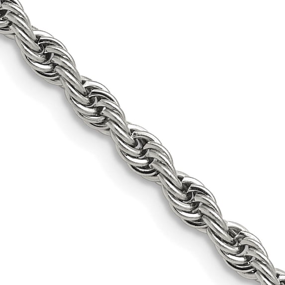 Auriga Fine Jewelry Stainless Steel Polished 4mm 16" Rope Chain for Women