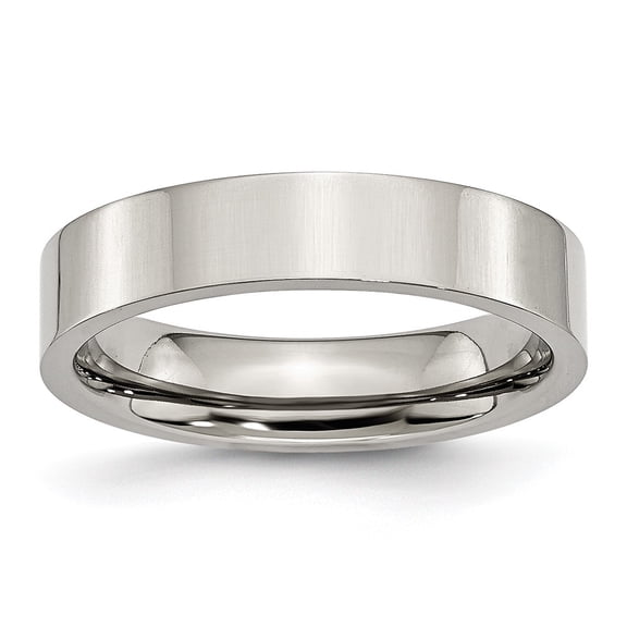Auriga Fine Jewelry Stainless Steel Polished 5 mm Flat Band for Women Size 9