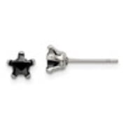 Auriga Fine Jewelry Stainless Steel Polished 5mm Black Star Cubic Zirconia Stud Post Earrings For Women L - 5.5mm, W - 5.66mm