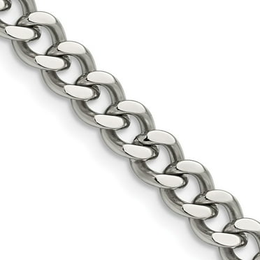 Auriga Fine Jewelry Stainless Steel Polished 6.75 mm Curb Chain Necklace for Mens 24"
